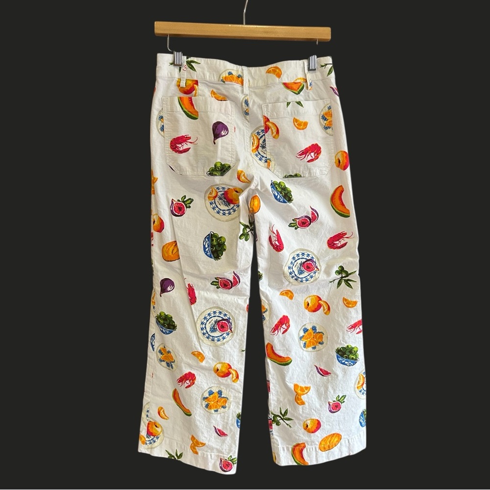 J CREW Lizzie High-Rise Patch-Pocket Wide Leg Pants‎ Fruit Print 28P - Picture 5 of 13